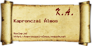 Kapronczai Álmos névjegykártya
